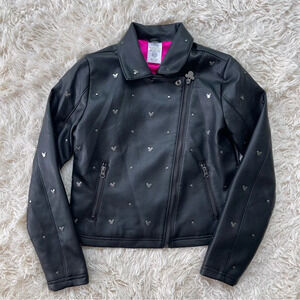 Disney Girls Faux Leather Mickey Mouse Studded Biker Jacket full zip size 11/12